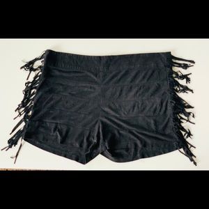 Black fringe shorts